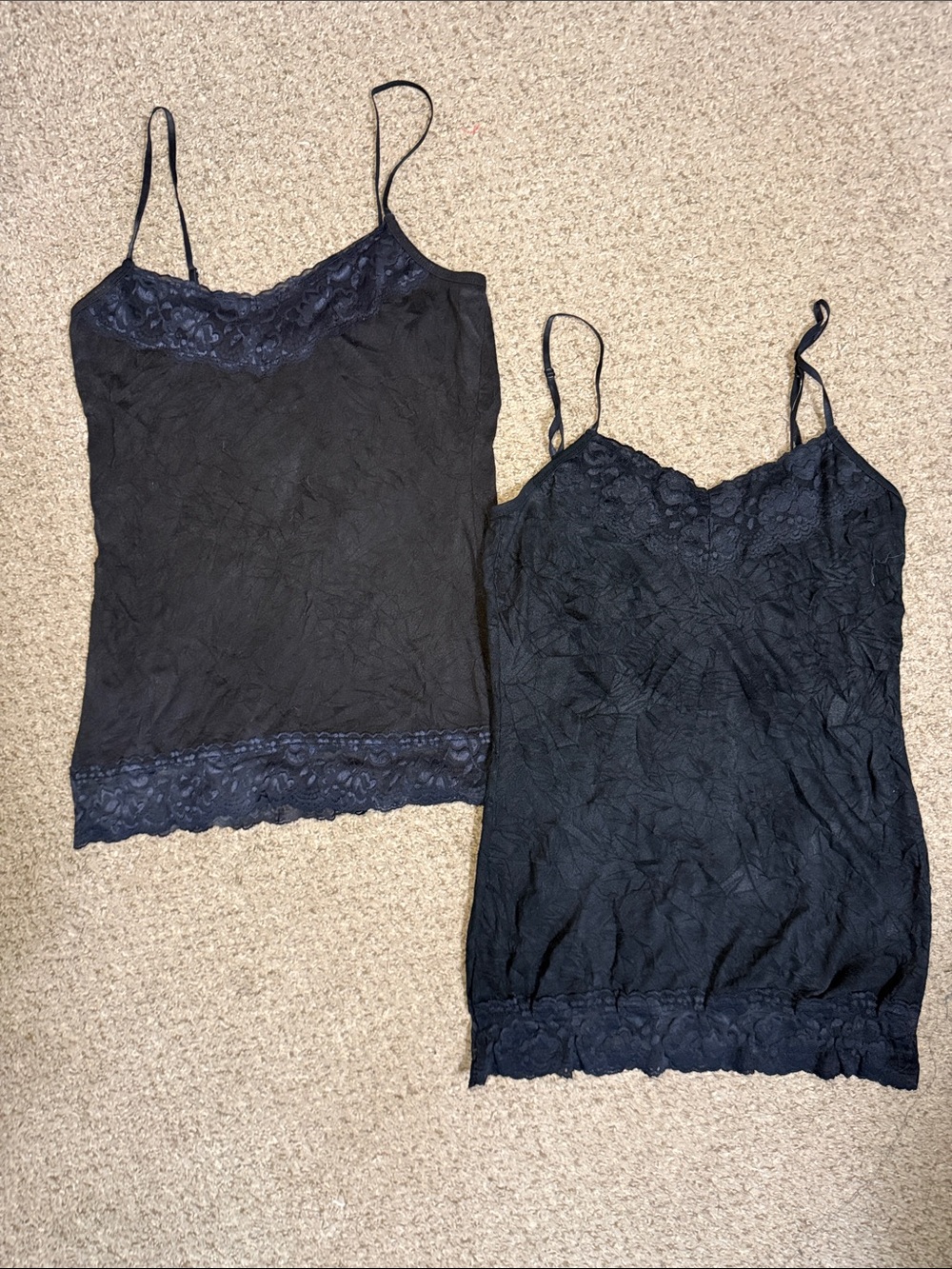 Maurices Black Lace Trim Camisole Tops - Set of 2